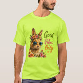 ポジティブうさぎ | かわいい花柄のうさぎの夏デザイン Tシャツ (正面)