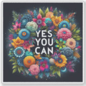 ポジティブさを受け入れる鮮やかフローラ美しい シール (正面)