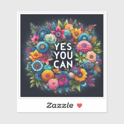 ポジティブさを受け入れる鮮やかフローラ美しい シール (シート)