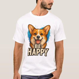 ポジティブなコーギー愛好家のためのハッピーコーギーデザイン Tシャツ