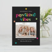 ポジティブなバイブス 編集可能なカラー ペット ホリデー カード (スタンド正面)