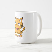 ポジティブなパウを持つ可愛い子猫の漫画 コーヒーマグカップ (正面右)