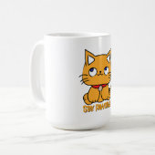 ポジティブなパウを持つ可愛い子猫の漫画 コーヒーマグカップ (正面左)