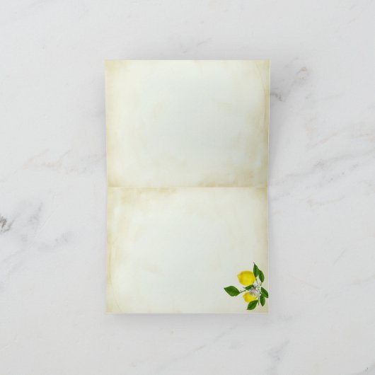 ポジティブな水彩画のレモンと花のありがとうございます サンキューカード (内部)