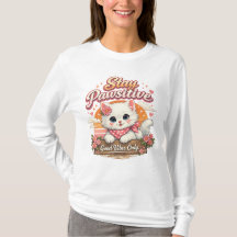 ポジティブな猫のロングTシャツ