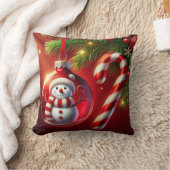 ポジティブな雪だるまのクリスマス飾り クッション (ブランケット)
