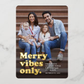 ポジティブな雰囲気だけの楽しいレトロクリスマス写真 箔シーズンカード (正面)