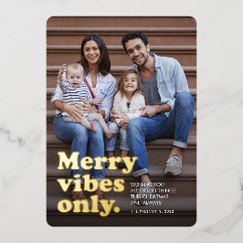 ポジティブな雰囲気だけの楽しいレトロクリスマス写真 箔シーズンカード