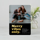 ポジティブな雰囲気だけの楽しいレトロクリスマス写真 箔シーズンカード (立ち正面)