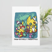 ポジティブに怖い | モンスター猫のハロウィン シーズンカード (スタンド正面)