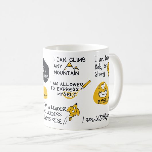ポジティブやる気を起こさせるさ感動的い コーヒーマグカップ (正面右)