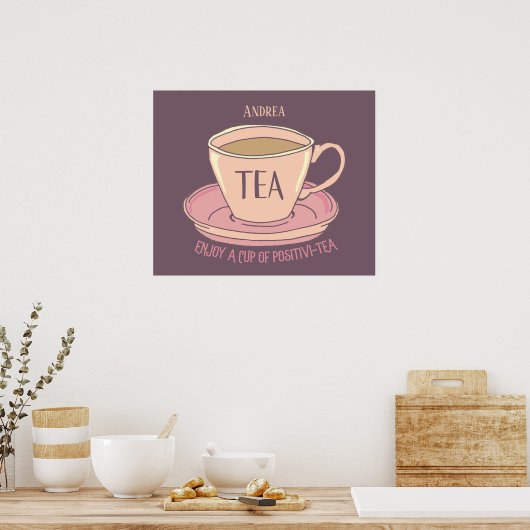 ポジティブやる気を起こさせるカップTea Cup引用文 ポスター (キッチン)