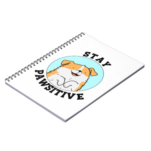 ポジティブを保て!かわいい犬の笑顔のパンプレイ ノートブック (左側)