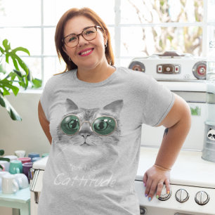 ポジティブキャティチュード 面白い 猫 ペット かわいい Tシャツ