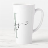 ポジティブドリームビッグセージグリーンモノグラムイニシャル カフェラテマグ (右)