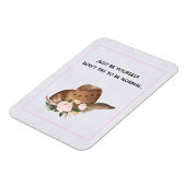 ポジティブ引用文Be Yourself with女性のカーボーイHat マグネット (左側)