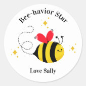 ポジティブ行動ステッカー、Bee-havior Star 先生 ラウンドシール (正面)