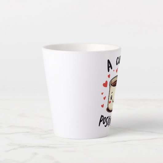 ポジティブ・ティーおもしろい・キュートなお茶好き カフェラテマグ (正面)