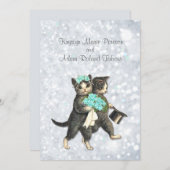 ポスキャッツアクアシルバースパークル結婚式招待状 招待状 (正面/裏面)