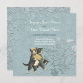 ポスキャッツアクアブルー結婚式招待状 招待状 (正面/裏面)