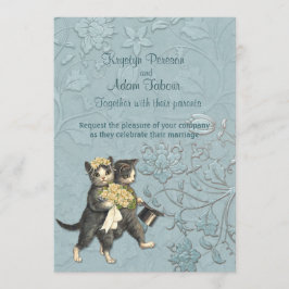 ポスキャッツアクア結婚ブルーのver 2招待状 招待状