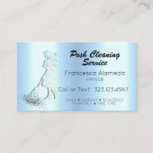 ポスクリーニングサービスメタリックアイスブルーテンプレート 名刺 (正面)