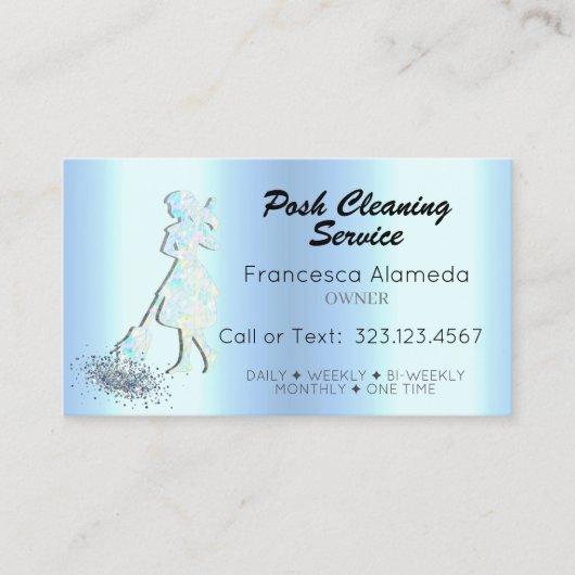ポスクリーニングサービスメタリックアイスブルーテンプレート 名刺 (正面)