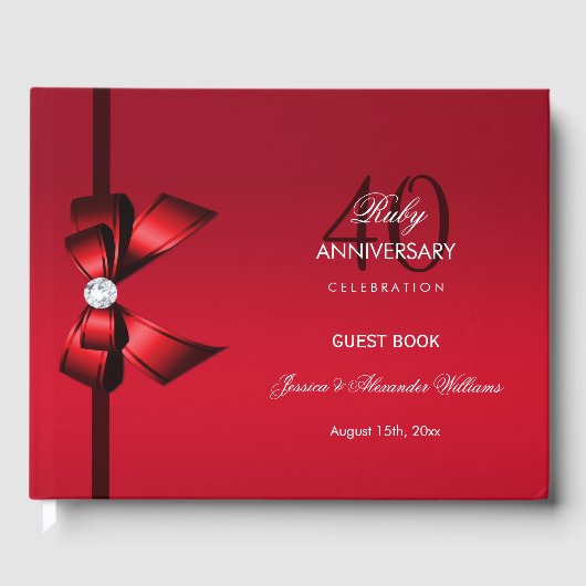 ポスジェムボウ&リボン40結婚周年記念 ゲストブック (正面)