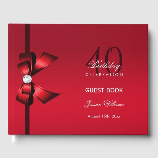 ポスジェムボウ&リボン40th誕生日 ゲストブック (正面)