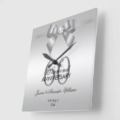 ポスジェムボウ&リボン60結婚周年記念 スクエア壁時計 (傾斜)