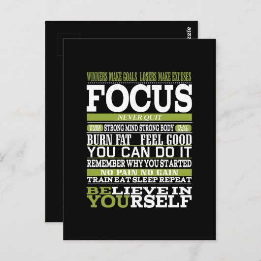 ポスタやる気を起こさせるーステイフォーカス業務懸命ジム ポストカード (正面/裏面)