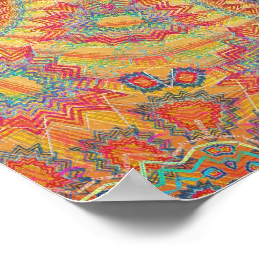 ポスタトリップ(幻覚体験)のようなー:サイケデリック放射状アートワーク ポスター (角)