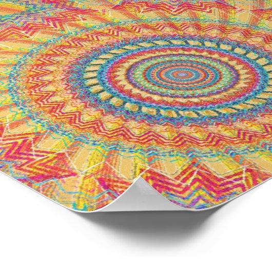 ポスタトリップ(幻覚体験)のようなー:サイケデリック放射状アートワーク ポスター (角)