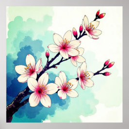 ポスタモダンーアートプリントの花 ポスター