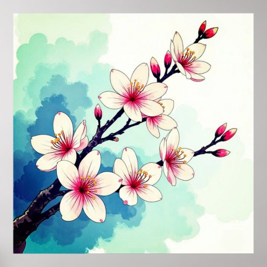 ポスタモダンーアートプリントの花 ポスター (正面)