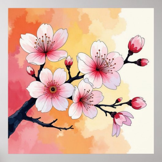 ポスタモダンーアートプリントの花 ポスター (正面)