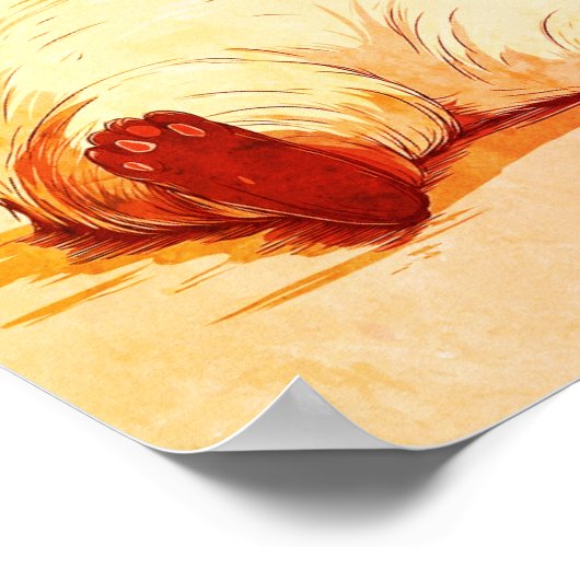 ポスタモダンーアート猫の飲み物 ポスター (角)