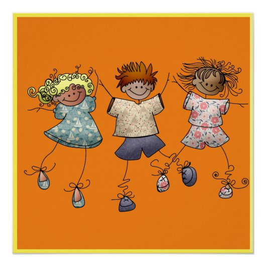 ポスターに3人のハッピーキッズ ポスター (正面)