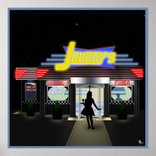 ポスターのジョニーの縁サービスレトロドライブ ポスター