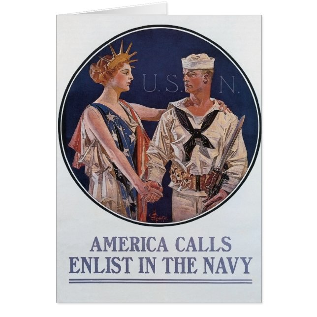 ポスターを募集するヴィンテージ米国海軍アメリカ呼出し (正面)