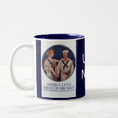 ポスターを募集するヴィンテージ米国海軍アメリカ呼出し ツートーンマグカップ (左)