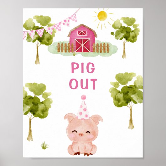 ポスターを張り出す。ピンクファーム動物の誕生日 ポスター (正面)