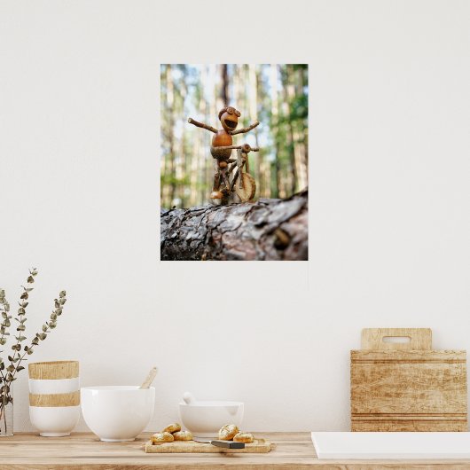 ポスターを持たずに自転車に乗るアコーン小妖精や小人 ポスター (キッチン)