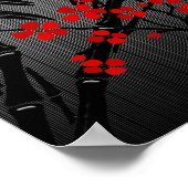 ポスターアジア赤白黒竹フローラ4 ポスター (角)