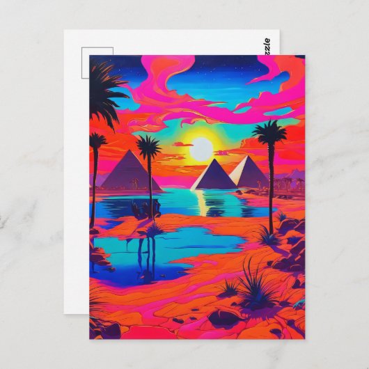 ポスターアートサイケデリックエジプトの風景 ポストカード (正面/裏面)
