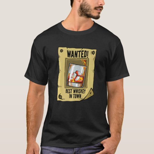 ポスターウイスキ最高のーの飲み物が欲しい Tシャツ (正面)