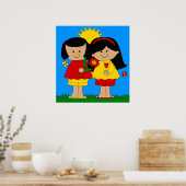 ポスターキッズフレンズ最高の女子ブルー ポスター (キッチン)