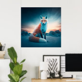 ポスターキツネ雪 ポスター (ホームオフィス)