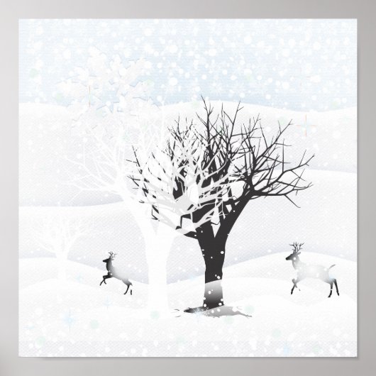 ポスタークリスマススノーウィー童話。ファンタジー林 ポスター (正面)