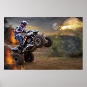 ポスタークワッドバイクでポートホールにジャンプ ポスター